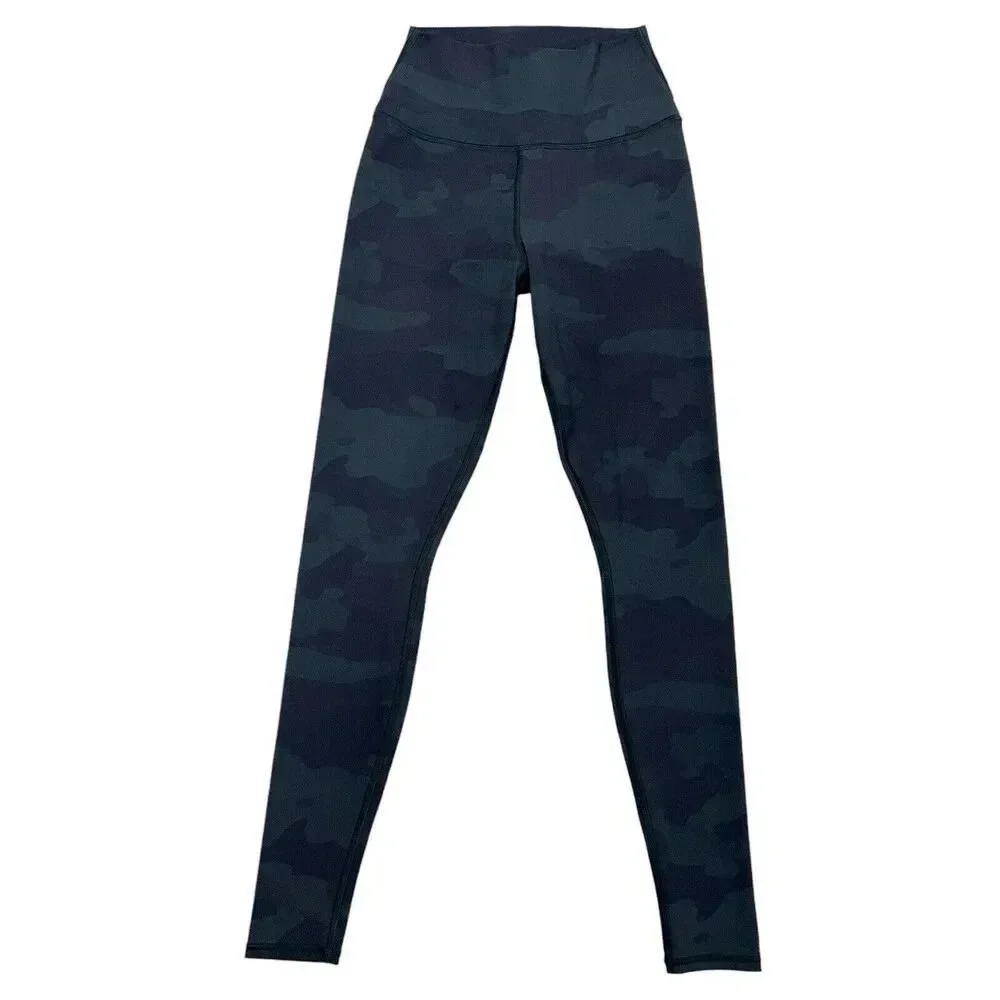 Alo Yoga High Waist Camp Vapor Leggings Black Green Camouflage Athletic Pants XS